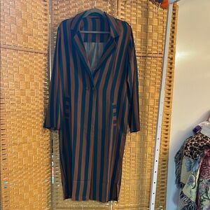 Knot Sisters Green and Brown Striped Lightweight Duster